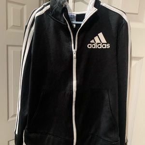 Adidas hoodie mesh Dry fit fabric classic black and white w/ logo